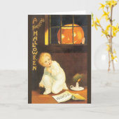 エレン・クラプスダルによるヴィンテージのスリリングなハロウィーン カード (黄色い花)