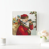エレン・クラプスダルによる『クリスマスおめでとう サンタクロース』 スクエア壁時計 (ホーム)
