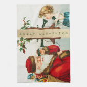 エレン・クラプスダルによる『楽しいクリスマス サンタクロース』 キッチンタオル (縦)