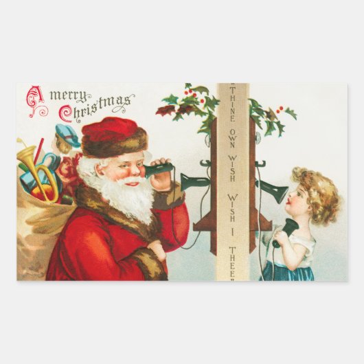 エレン・クラプスダルによる『楽しいクリスマス サンタクロース』 長方形シール (正面)