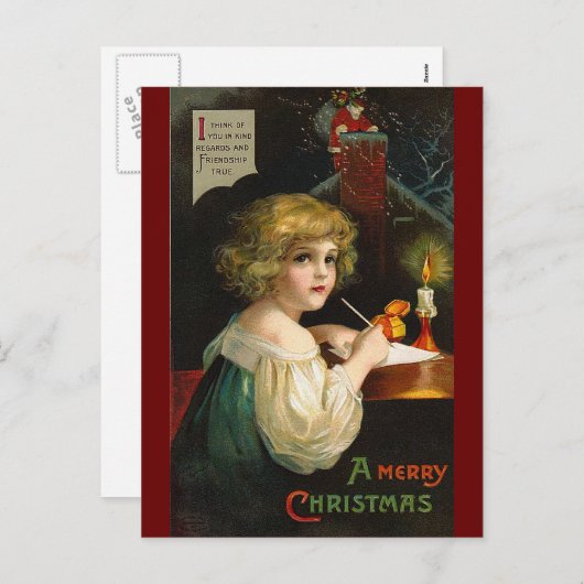 エレン・H・クラプサドル – 書のクリスマスガール シーズンポストカード (正面/裏面)