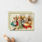 エレンClapsaddle 3の小さな女の子のヴィンテージのクリスマス ノートカード (正面/裏面インサイチュ)