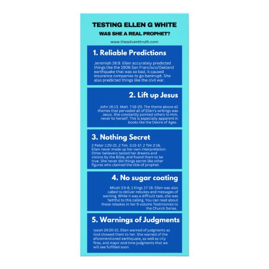 エレンG.ホワイトのテスト ラックカード (正面)