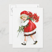 エレンH. Clapsaddle: クリスマスの花を持つ女の子 シーズンポストカード (正面/裏面)