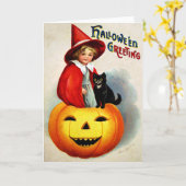 エレンH. Clapsaddle: ジャックO'Lanternの魔法使い カード (黄色い花)