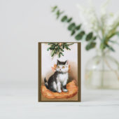 エレンH. Clapsaddle: ヤドリギの下の猫 名刺 (スタンド正面)