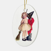 エレンH. Clapsaddle: 猫を持つ小さい魔法使い セラミックオーナメント (左)