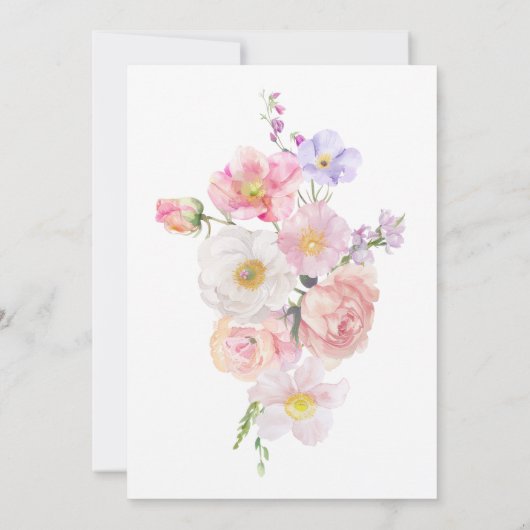 エロイズピンクフローラベビーイン開花ベビーシャワー 招待状 (裏面)