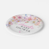 エロイズピンクフローラベビーシャワー ペーパープレート (アングル)