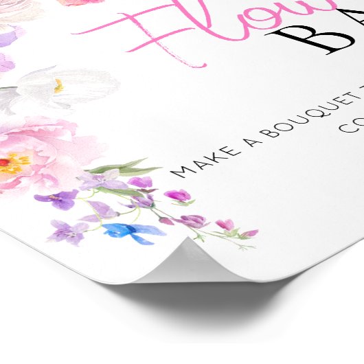 エロイズピンクフローラ花バー標識 ポスター (角)