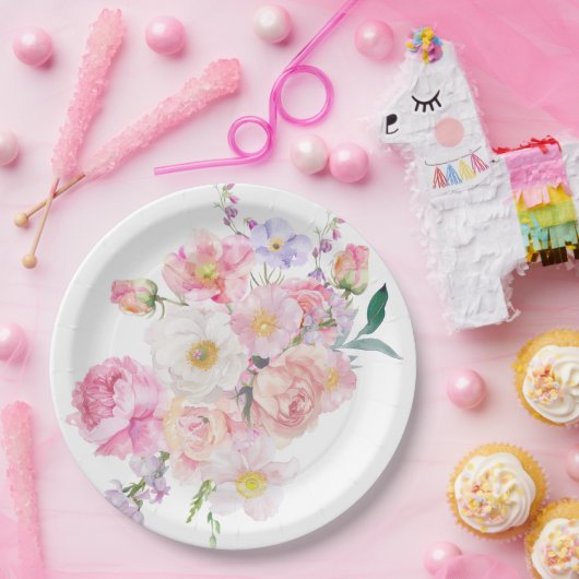 エロイズピンクフローラ ペーパープレート (パーティー)