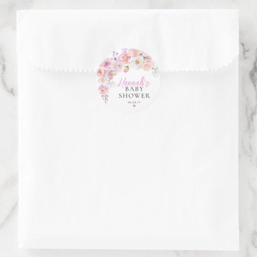 エロイーズ ピンク フラワーベイビーシャワー ラウンドシール (バッグ)