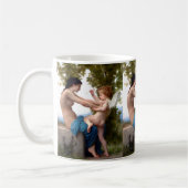 エロス・キューピッドから身を守絵画る少女 コーヒーマグカップ (左)