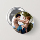 エロス・キューピッドから身を守絵画る少女 缶バッジ (正面&裏面)