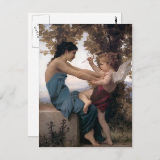 エロスBougereauに対するハートの防御 ポストカード (正面/裏面)