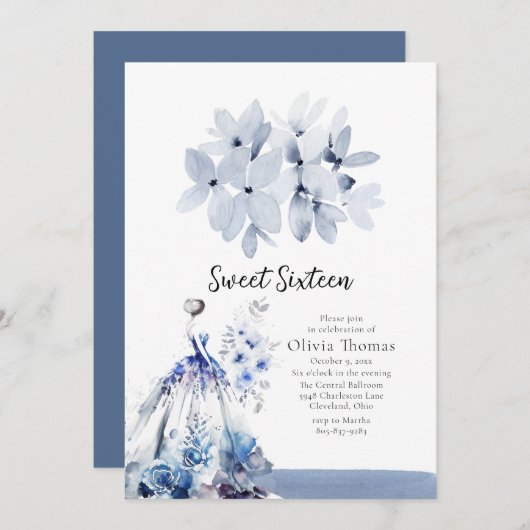 エロッセントブルー社交ダンスドレスSweet sixteen 招待状 (正面/裏面)