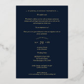 エロップドネイビーエレガントゴールデン写真高度 箔招待状 (裏面)