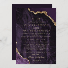 エロペメントパープルウェディングレセプション招待状 招待状