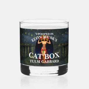 エロンムスクのキャットボックスTULSI GABBARDをポッポ ウイスキーグラス