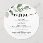 エロープメントディナーのためのモダンなラスティックユーカリグリーン メニュー (正面)