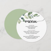 エロープメントディナーメニュー 現代の素朴なユーカリグリーン メニュー (正面/裏面)