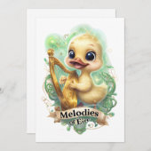 エワールのメロディー"かわいい遊ダックのハープI 招待状 (正面/裏面)