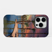 エンカントパークでのドラマチックな日没 iPhoneケース (裏面横)