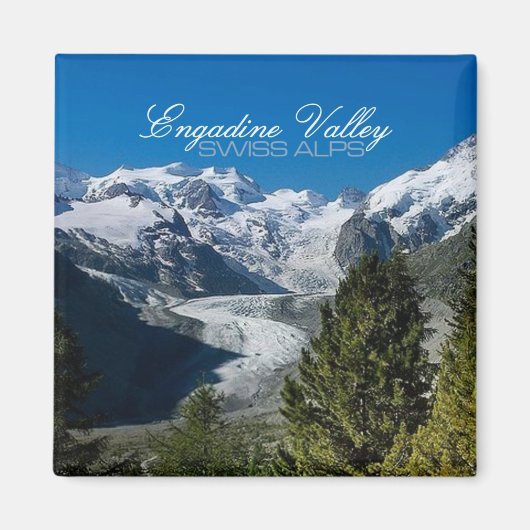 エンガディンバレー写真スイスアルプス土産磁石 マグネット (正面)