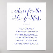 エンガブロックエレガントネイビーブルー結婚のサイン ポスター (正面)