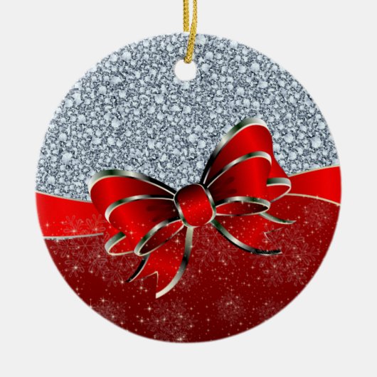 エンクルステッドダイアモンルックグリッターパター セラミックオーナメント (正面)