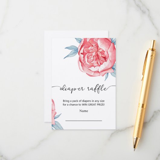 エンクロージャカードおむつラッフルの赤ちゃんシャワー。 エンクロージャーカード (正面/裏面インサイチュ)
