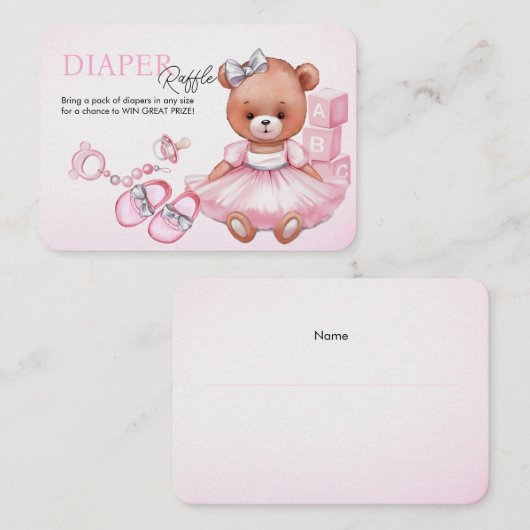 エンクロージャカードおむつラッフル赤ちゃんシャワー。 エンクロージャーカード (正面/裏面)