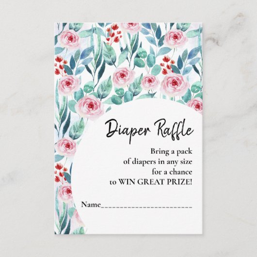 エンクロージャカードおむつラッフル赤ちゃんシャワー。 エンクロージャーカード (正面)