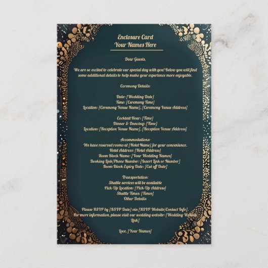 エンクロージャカードと小さい点々のあるデザイン花模様 エンクロージャーカード (正面)