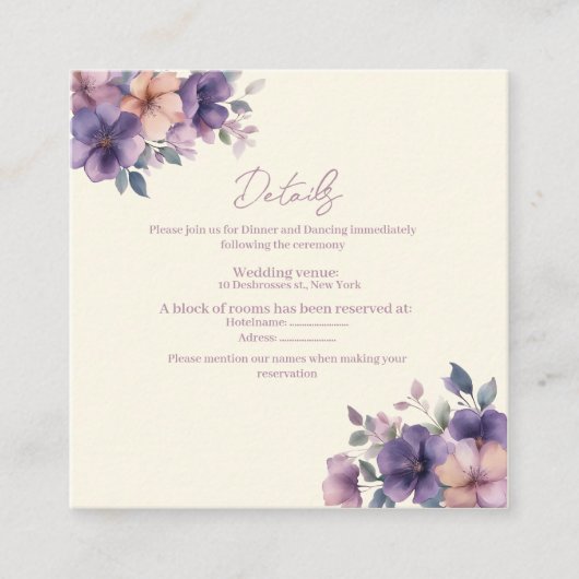 エンクロージャカードにピンク結婚色の花を付ける エンクロージャーカード (正面)