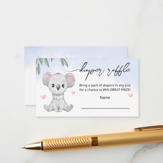 エンクロージャカード「おむつラッフル」赤ちゃんシャワー。 エンクロージャーカード (正面/裏面インサイチュ)