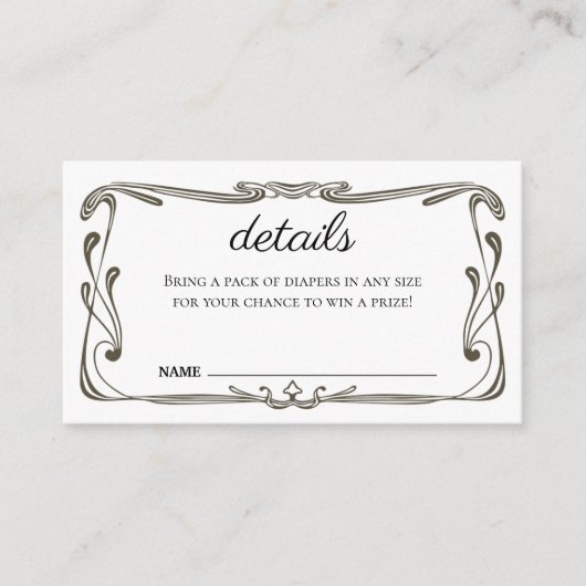 エンクロージャカード – ベビーシャワー招待状 エンクロージャーカード (正面)