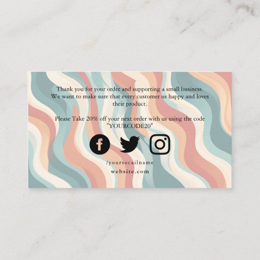 エンクロージャカー感謝していドにおけるGroovyのレトロ波線 エンクロージャーカード (裏面)