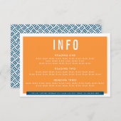 エンクロージャ詳細おもしろいはっきりしたブロック濃い青のオレンジ 出欠カード (正面/裏面)