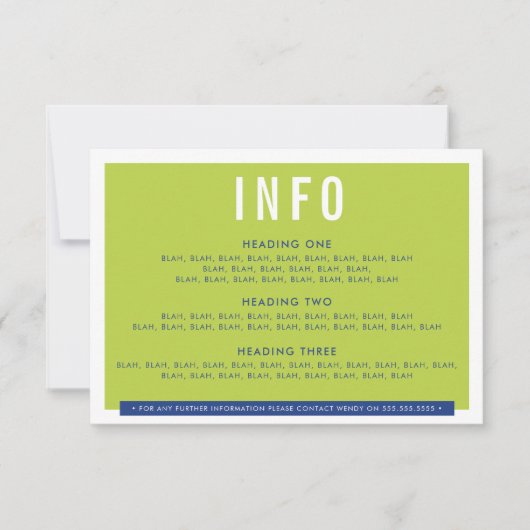 エンクロージャ詳細はっきりしたおもしろいブロック王室のライム青 出欠カード (正面)