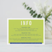 エンクロージャ詳細はっきりしたおもしろいブロック王室のライム青 出欠カード (スタンド正面)