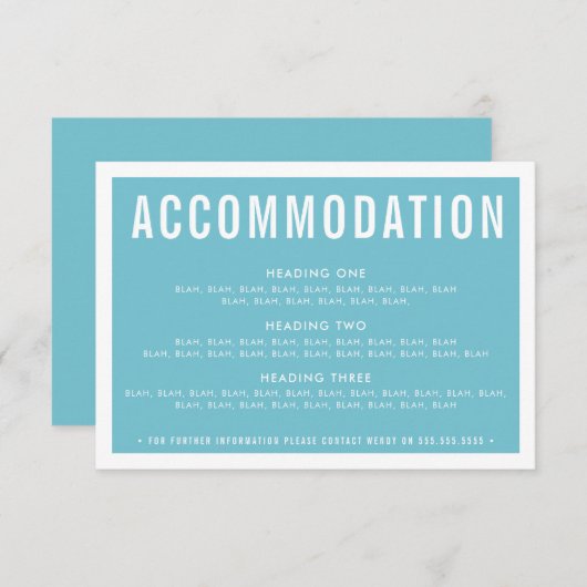 エンクロージャ詳細情報モダンターコイズアクア青 出欠カード (正面/裏面)