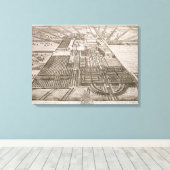 エングラ、グロスター郡のバドミントンハウス キャンバスプリント (インサイチュ (ウッドフロア))