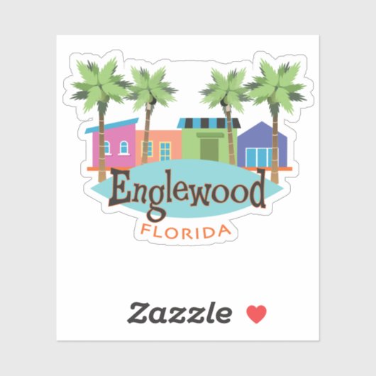 エングルウッドフロリダレトロスタイルイラストレーション シール (シート)