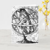 エングレービング地球地球ヴィンテージの複雑なレトロマップ カード (黄色い花)