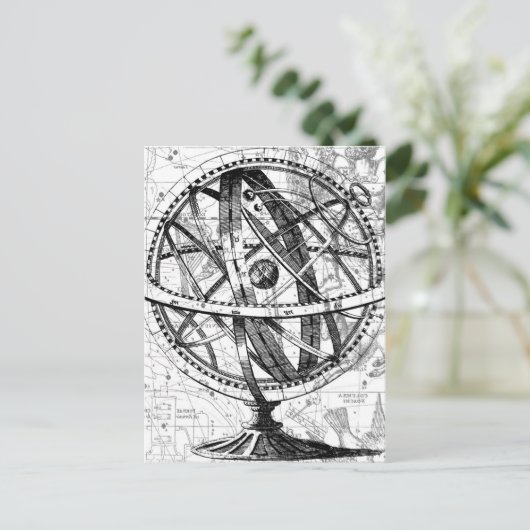 エングレービング地球地球ヴィンテージの複雑なレトロマップ ポストカード (スタンド正面)