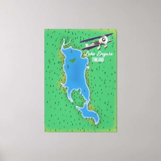 エングレ湖 フィンランド 地図 キャンバスプリント (正面)