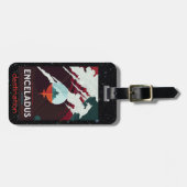 エンケラドゥムーンオブサターンのレトロ宇宙観光広告 ラゲッジタグ (正面横)