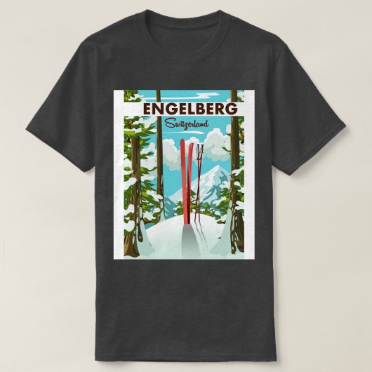 エンゲルベルグスイスのスキーポスター Tシャツ (デザイン正面)