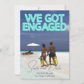 エンゲージメントの知らせ ネオンライトの写真 セーブザデート (正面)